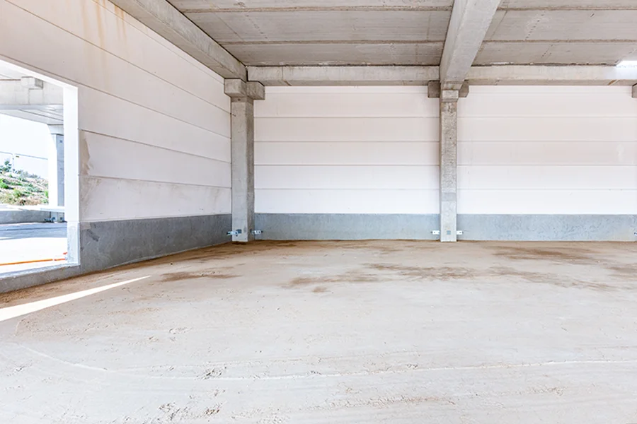 Warehouse construction site. Building a new industrial hall